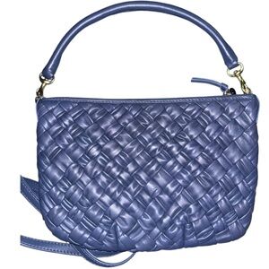 NWT : Clare V. - Petit Moyen Woven Leather Messenger Bag in Bright Navy.